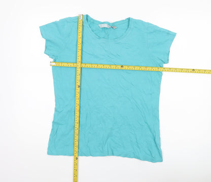 Bershka Womens Blue Cotton Crew Neck T-Shirt UK 14