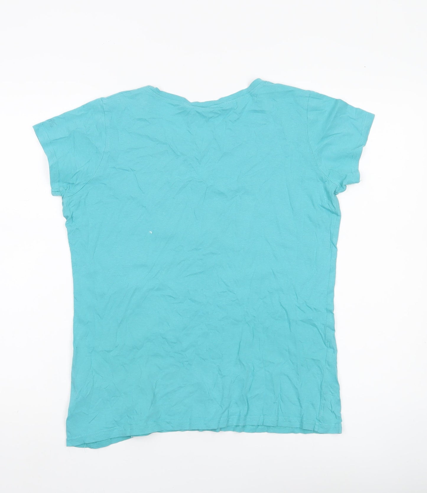 Bershka Womens Blue Cotton Crew Neck T-Shirt UK 14