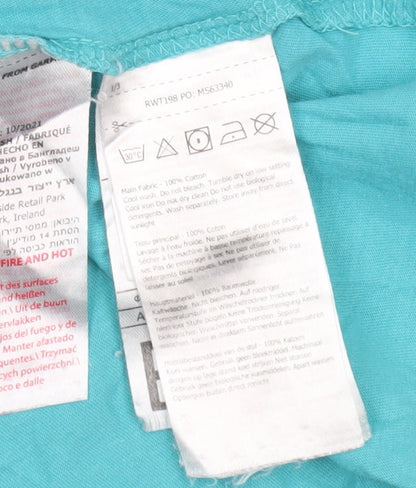 Bershka Womens Blue Cotton Crew Neck T-Shirt UK 14