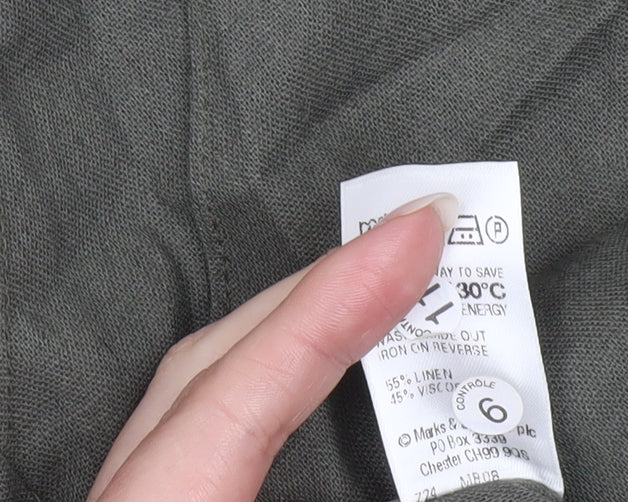 Marks and Spencer Womens Green Linen Blend Flare Midi Skirt Size 12