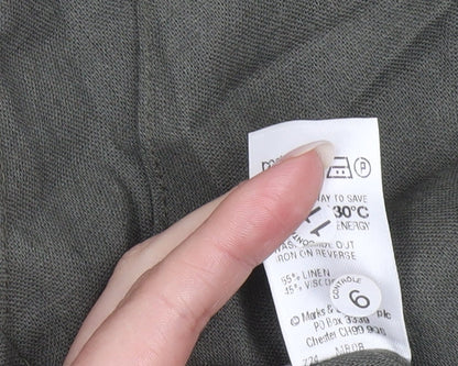 Marks and Spencer Womens Green Linen Blend Flare Midi Skirt Size 12