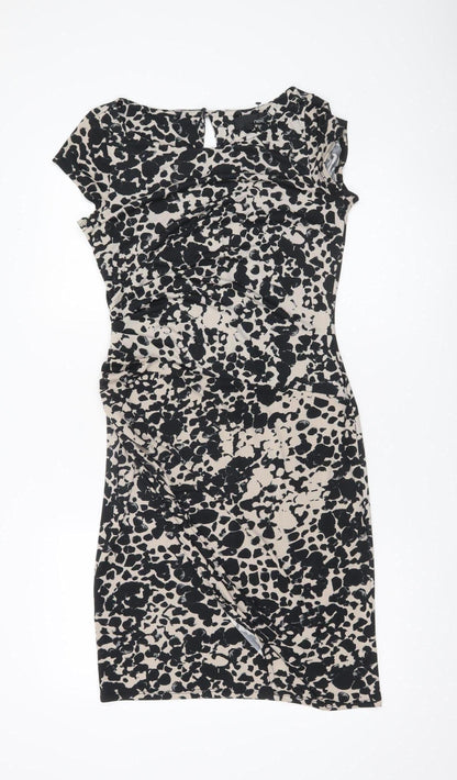 Next Women’s Black Beige Animal Print Sheath Dress Size 12