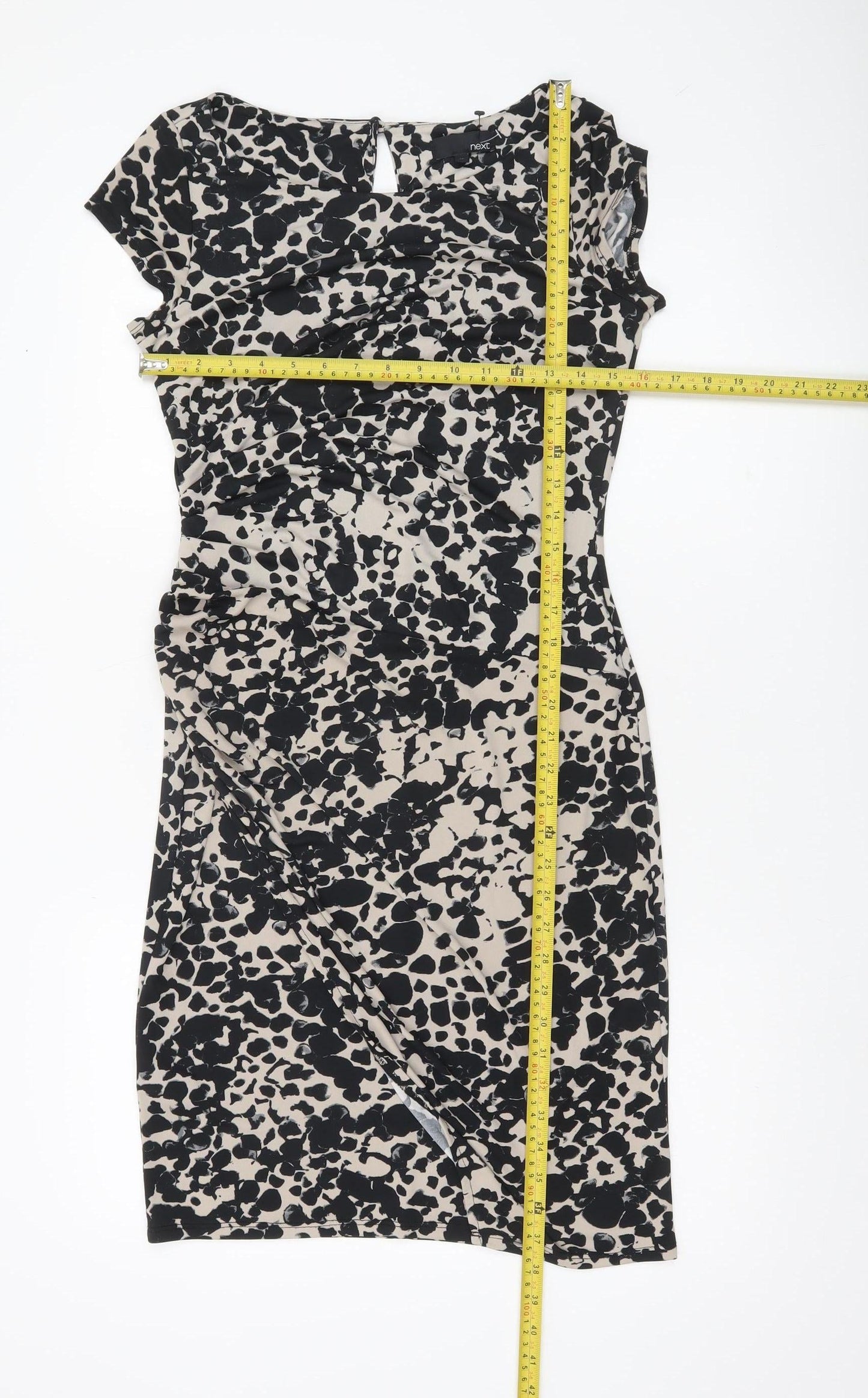 Next Women’s Black Beige Animal Print Sheath Dress Size 12