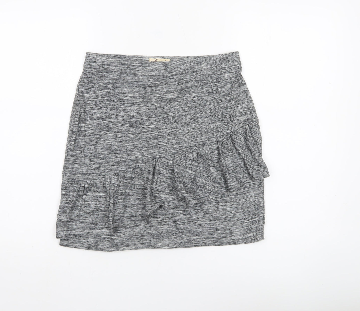 Hollister Women’s Grey Ruffle Jersey Skirt Size L Casual Stretch