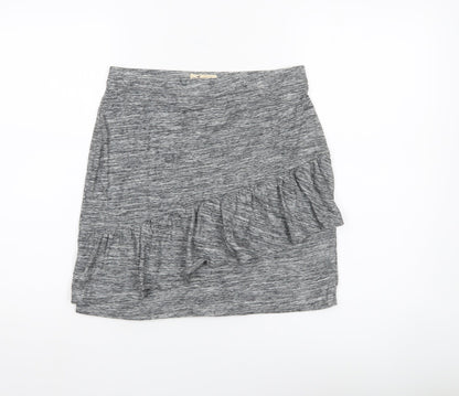 Hollister Women’s Grey Ruffle Jersey Skirt Size L Casual Stretch