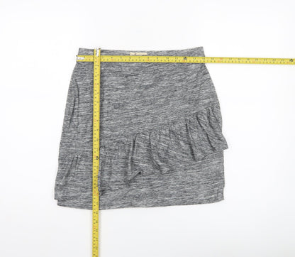 Hollister Women’s Grey Ruffle Jersey Skirt Size L Casual Stretch