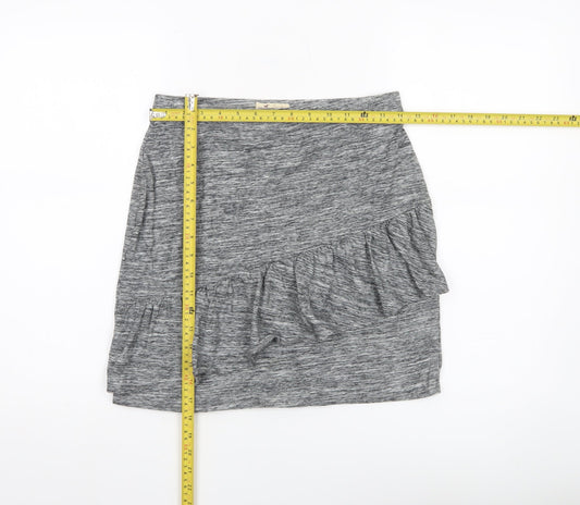 Hollister Women’s Grey Ruffle Jersey Skirt Size L Casual Stretch