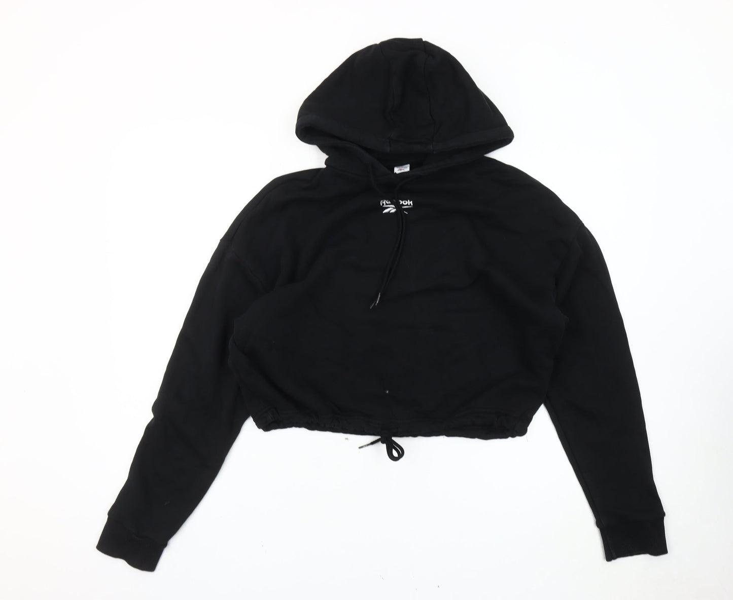 Reebok Womens Black Pullover Hoodie Sweatshirt Size S Logo Sportswear