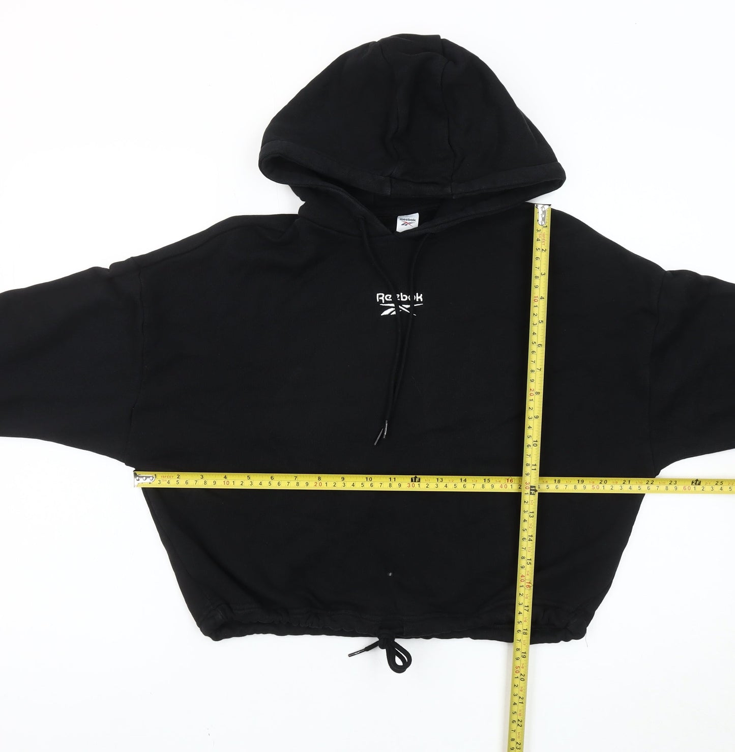 Reebok Womens Black Pullover Hoodie Sweatshirt Size S Logo Sportswear