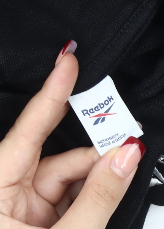 Reebok Womens Black Pullover Hoodie Sweatshirt Size S Logo Sportswear