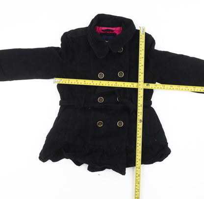 GapKids Girls Black XS Trench Coat Cotton Belted Double-Breasted