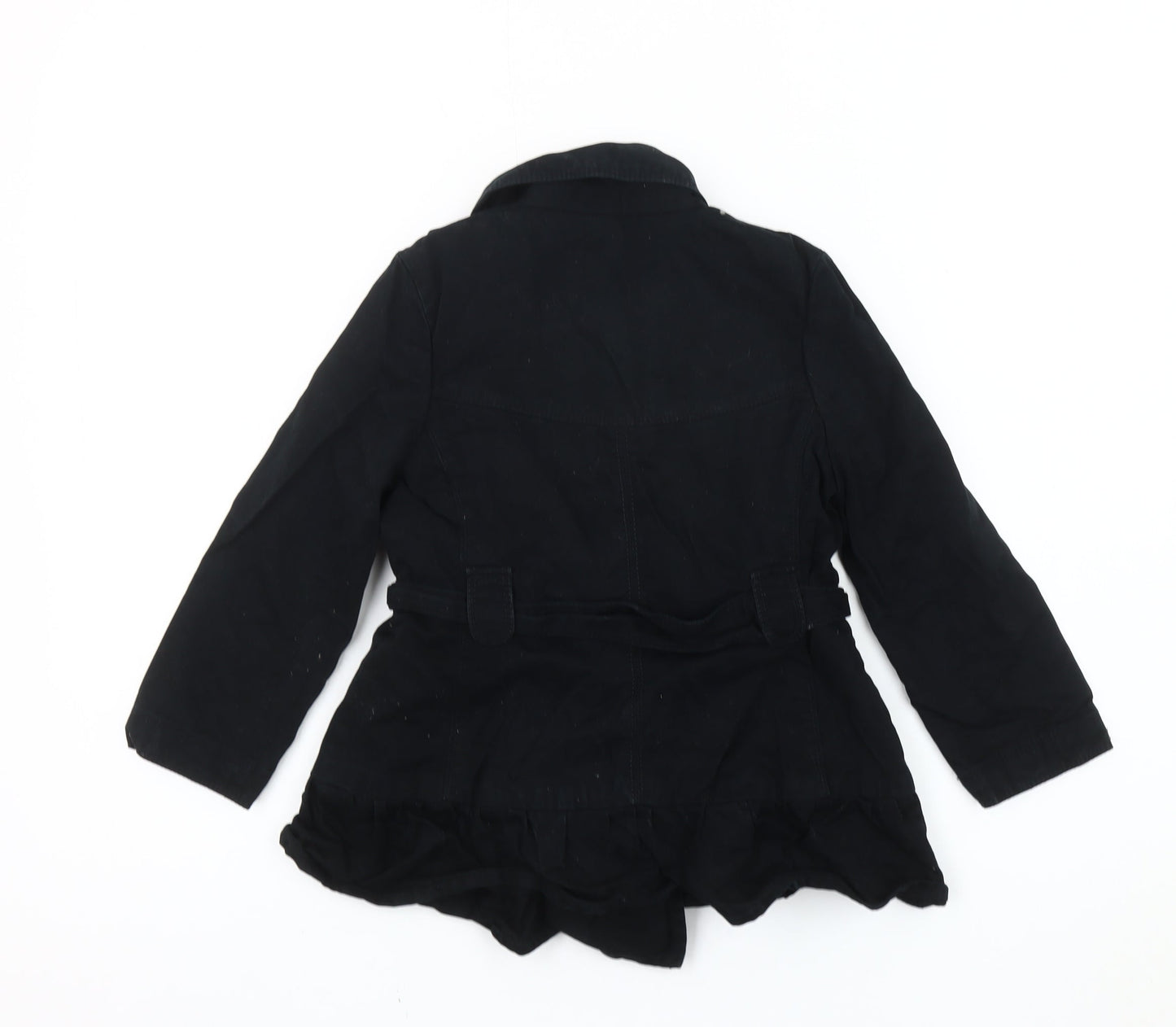 GapKids Girls Black XS Trench Coat Cotton Belted Double-Breasted