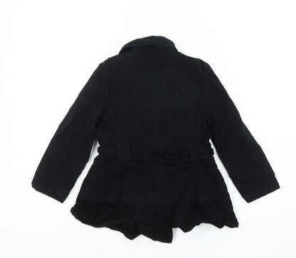 GapKids Girls Black XS Trench Coat Cotton Belted Double-Breasted