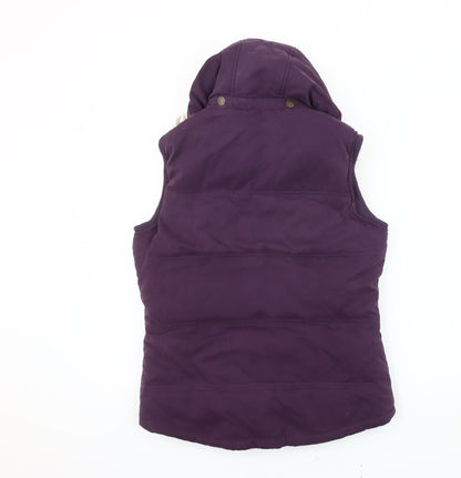 Fat Face Women’s Purple Fur Trim Hooded Puffer Waistcoat Size 10