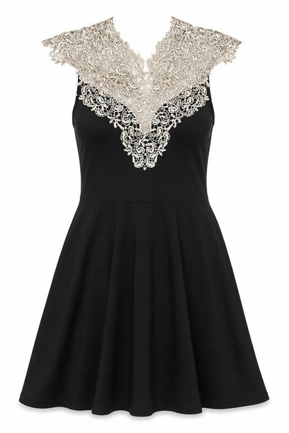 AX Paris Women Black Lace Fit & Flare Dress M Party Cocktail