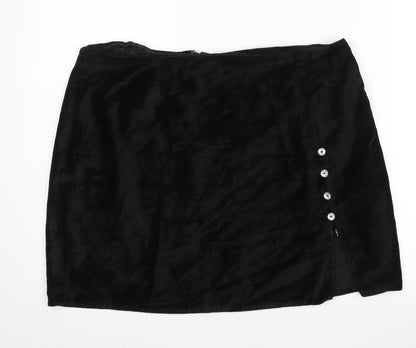 Nasty Gal Womens Black Velvet Pencil Skirt UK 18 Party Formal