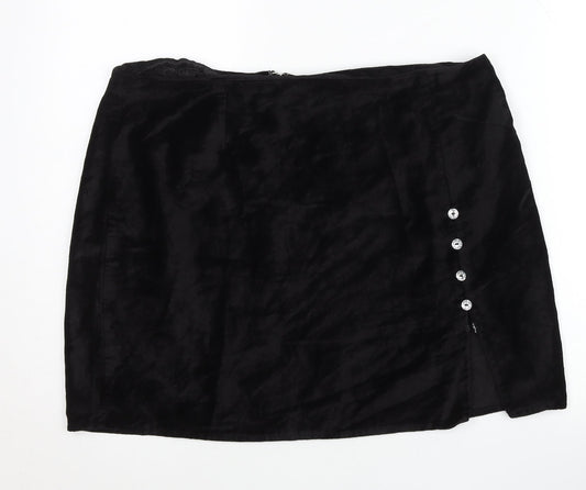 Nasty Gal Womens Black Velvet Pencil Skirt UK 18 Party Formal