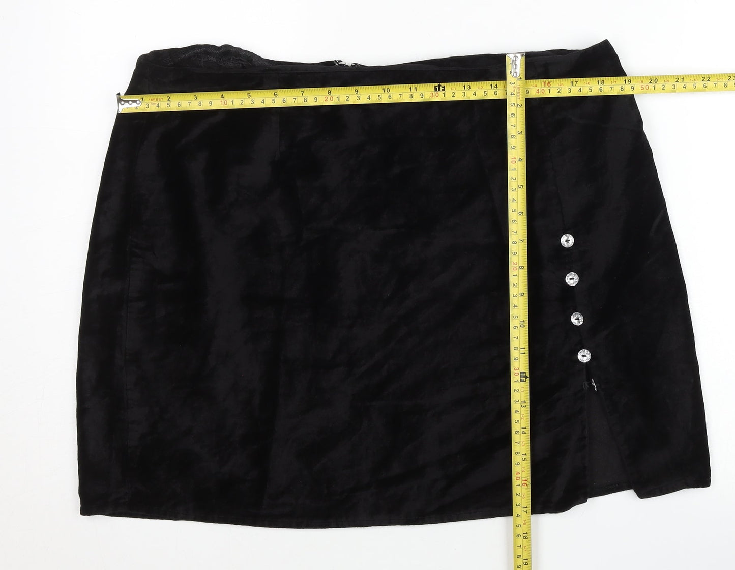 Nasty Gal Womens Black Velvet Pencil Skirt UK 18 Party Formal
