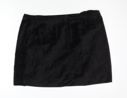 Nasty Gal Womens Black Velvet Pencil Skirt UK 18 Party Formal