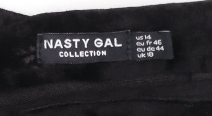 Nasty Gal Womens Black Velvet Pencil Skirt UK 18 Party Formal