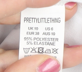 PrettyLittleThing Women White Polka Dot Bodycon Dress UK 10 Off Shoulder