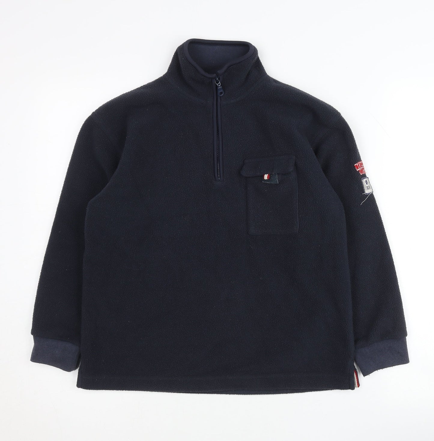 Cyrillus Boys Blue Fleece 1/4 Zip Baseball Sweatshirt Age 10 Years