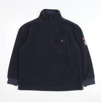 Cyrillus Boys Blue Fleece 1/4 Zip Baseball Sweatshirt Age 10 Years