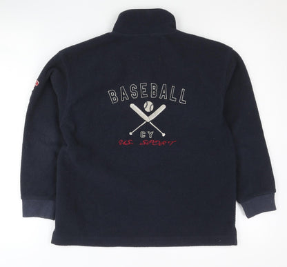 Cyrillus Boys Blue Fleece 1/4 Zip Baseball Sweatshirt Age 10 Years