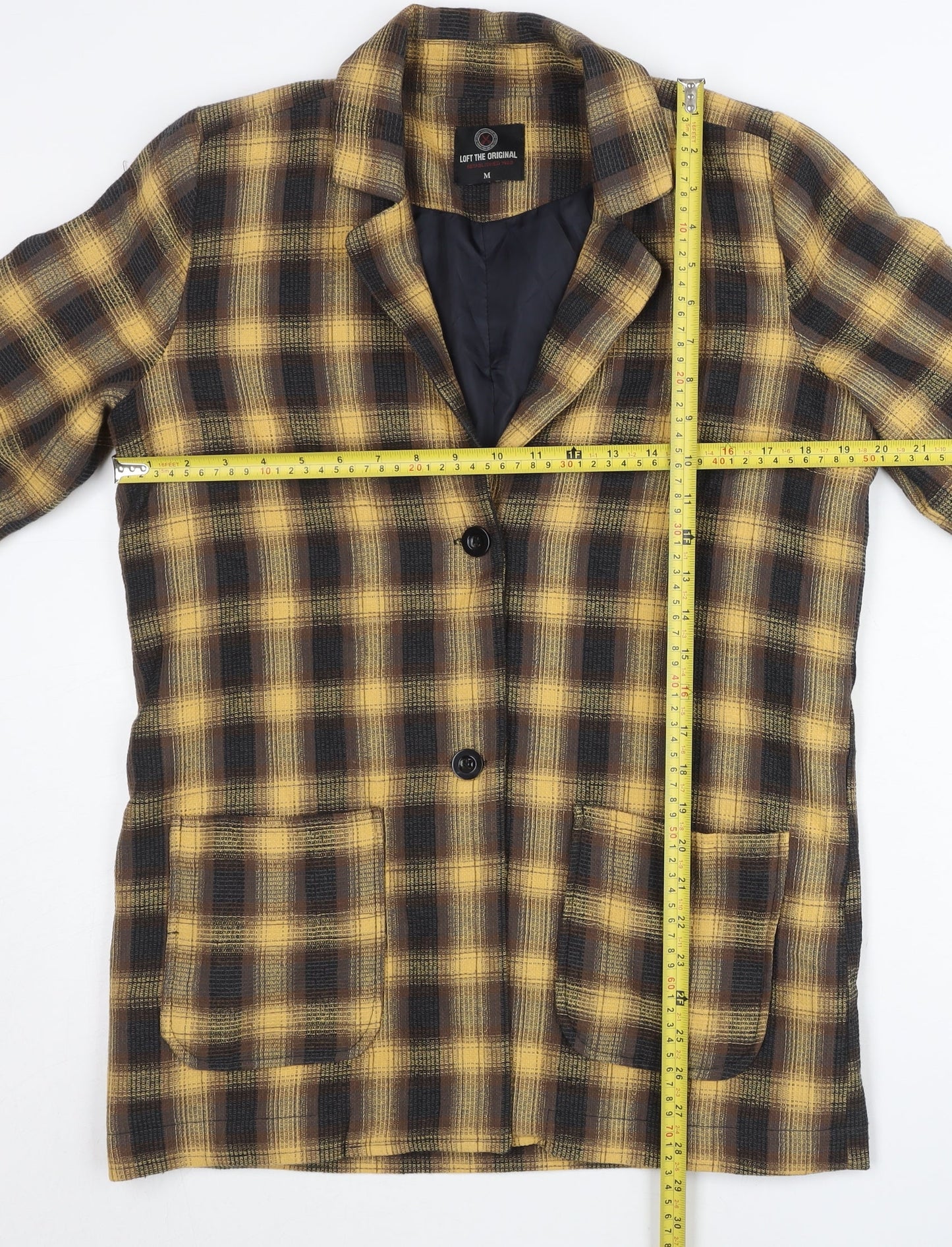 Loft The Original Womens Yellow Check Blazer Jacket M