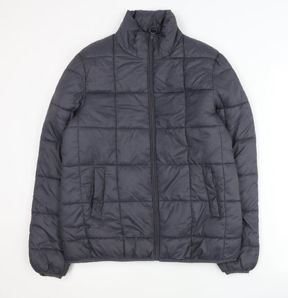 George Women's Grey Puffer Jacket Coat Size S Quilted Mid-Length Winter