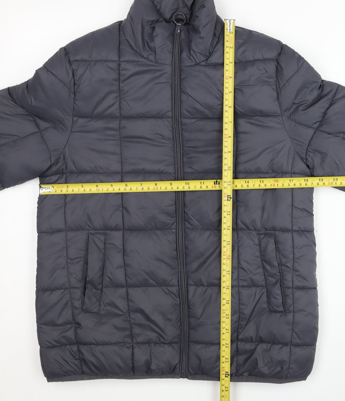 George Women's Grey Puffer Jacket Coat Size S Quilted Mid-Length Winter