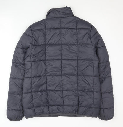 George Women's Grey Puffer Jacket Coat Size S Quilted Mid-Length Winter