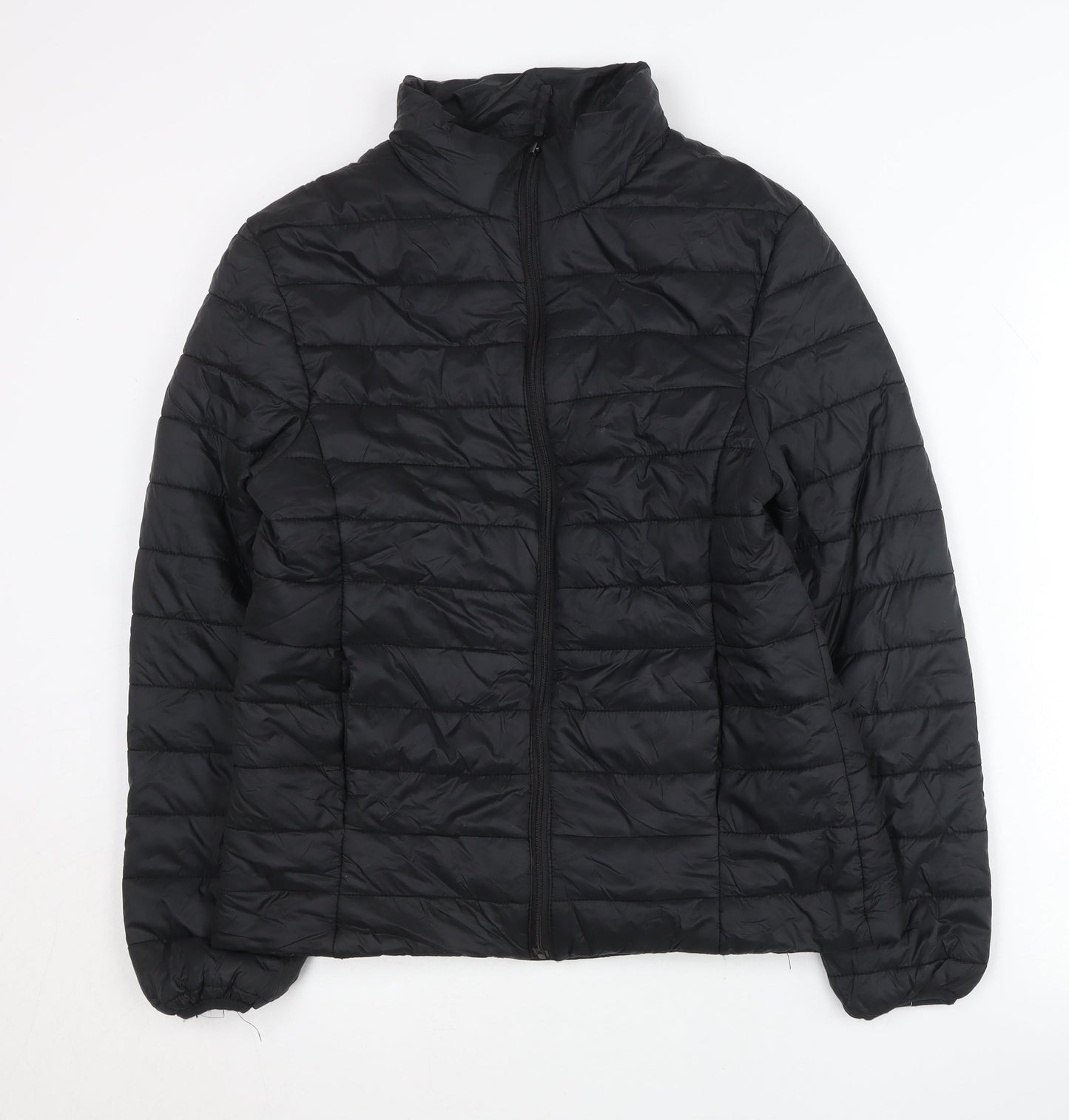 Boohoo Women’s Black Puffer Jacket Size 8 Quilted Winter Coat