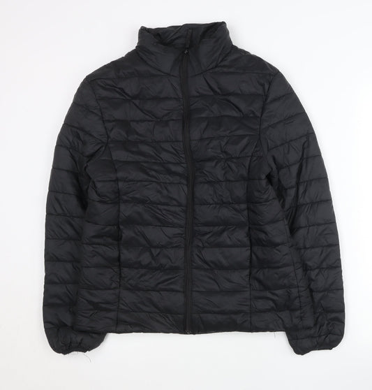 Boohoo Women’s Black Puffer Jacket Size 8 Quilted Winter Coat
