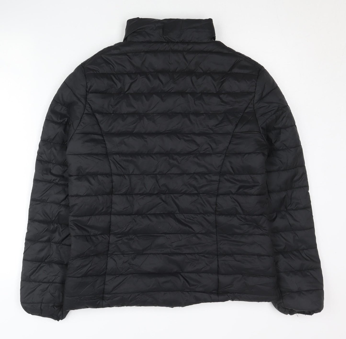 Boohoo Women’s Black Puffer Jacket Size 8 Quilted Winter Coat