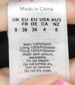 Boohoo Women’s Black Puffer Jacket Size 8 Quilted Winter Coat