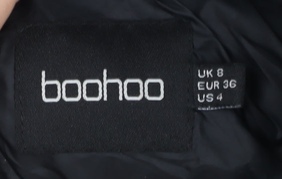 Boohoo Women’s Black Puffer Jacket Size 8 Quilted Winter Coat