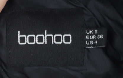 Boohoo Women’s Black Puffer Jacket Size 8 Quilted Winter Coat