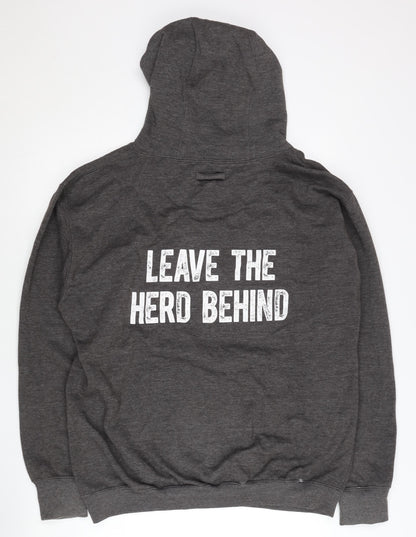 Mens UK Size L Just Hoods Grey Pullover Hoodie
