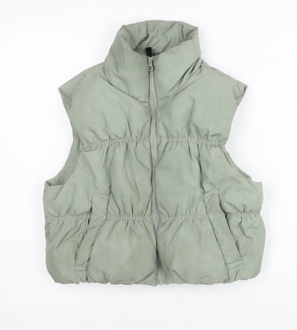 H&M Divided Women’s Green Puffer Waistcoat Gilet Size 6 Sleeveless