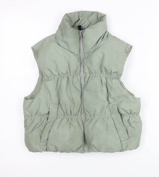 H&M Divided Women’s Green Puffer Waistcoat Gilet Size 6 Sleeveless