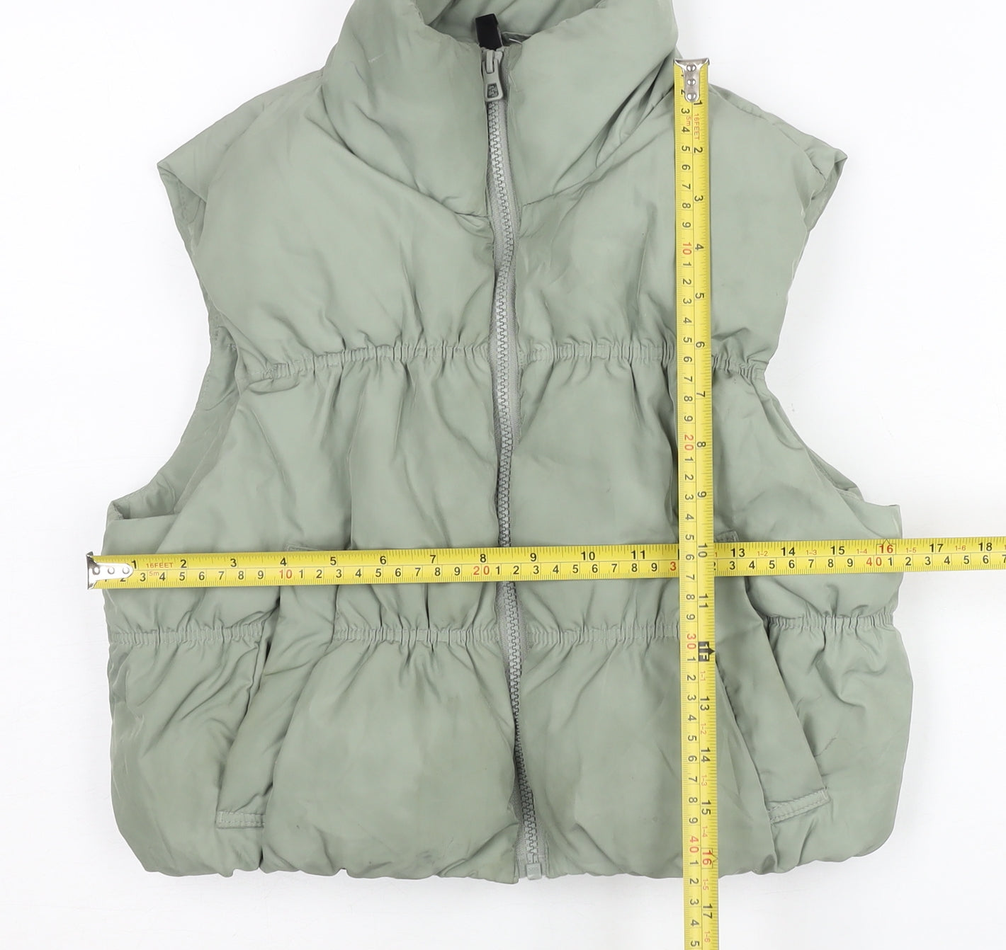 H&M Divided Women’s Green Puffer Waistcoat Gilet Size 6 Sleeveless