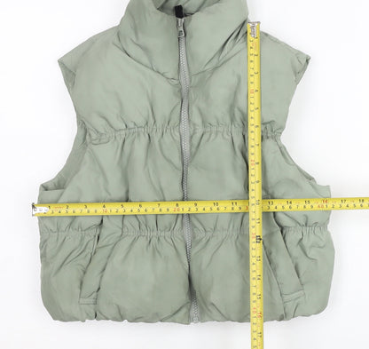 H&M Divided Women’s Green Puffer Waistcoat Gilet Size 6 Sleeveless