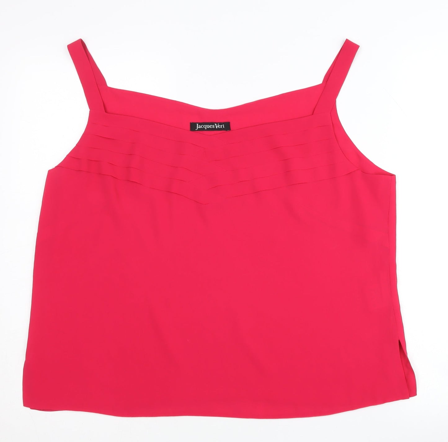 Jacques Vert Womens Pink Camisole Tank Top Size 20 Sleeveless Pleat Detail