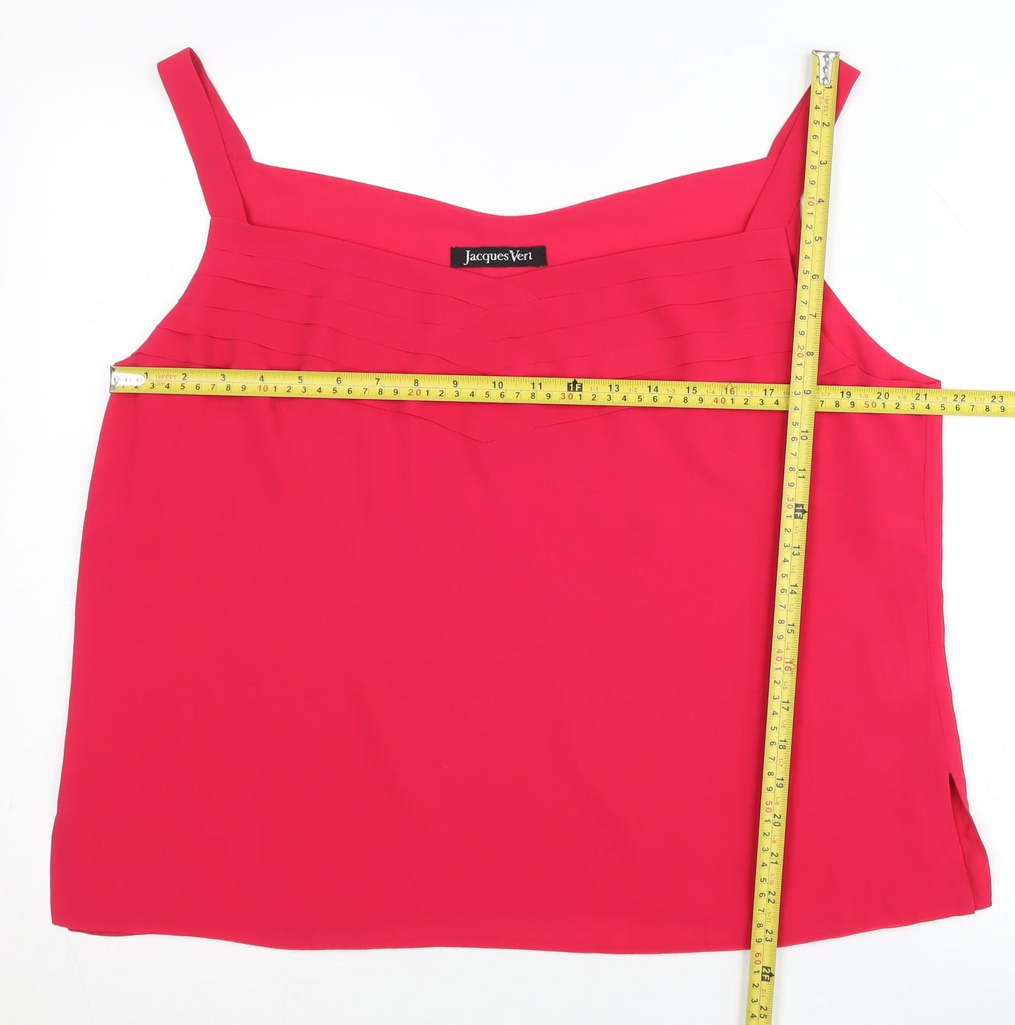 Jacques Vert Womens Pink Camisole Tank Top Size 20 Sleeveless Pleat Detail