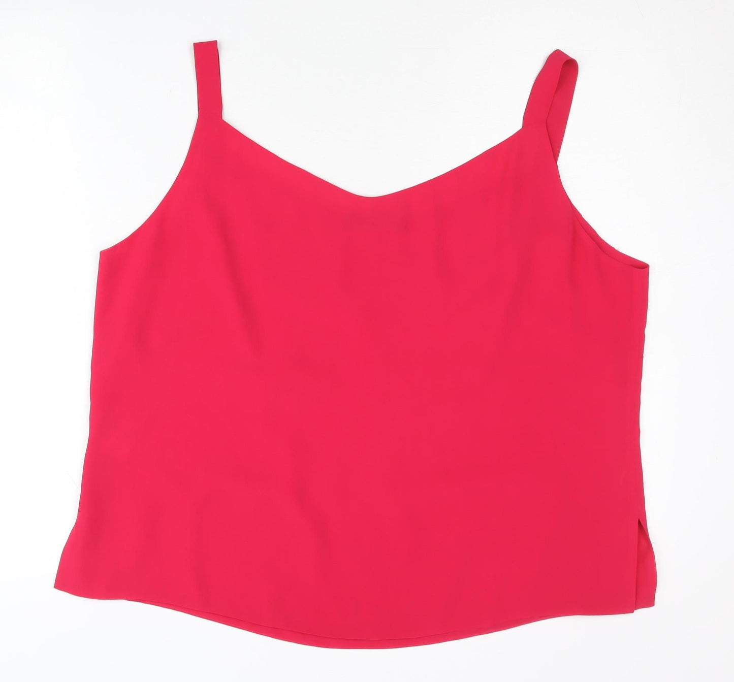 Jacques Vert Womens Pink Camisole Tank Top Size 20 Sleeveless Pleat Detail