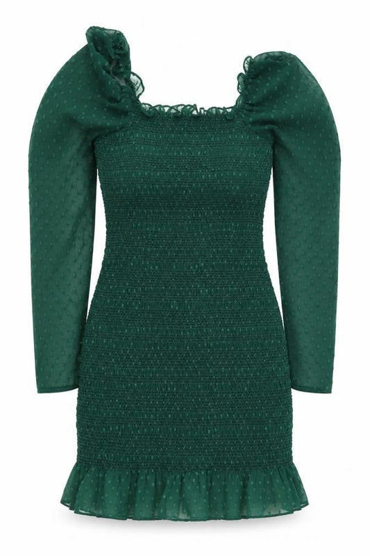 ASOS Women’s Green Size 8 Bodycon Puff Sleeve Short Dress