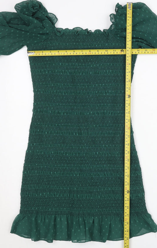 ASOS Women’s Green Size 8 Bodycon Puff Sleeve Short Dress