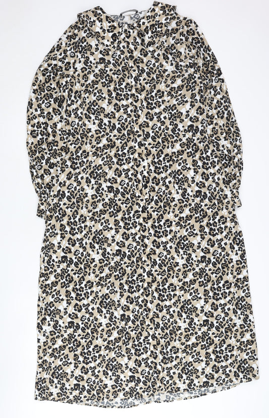 Marks and Spencer Women’s Beige Leopard Print Shift Dress Size 14
