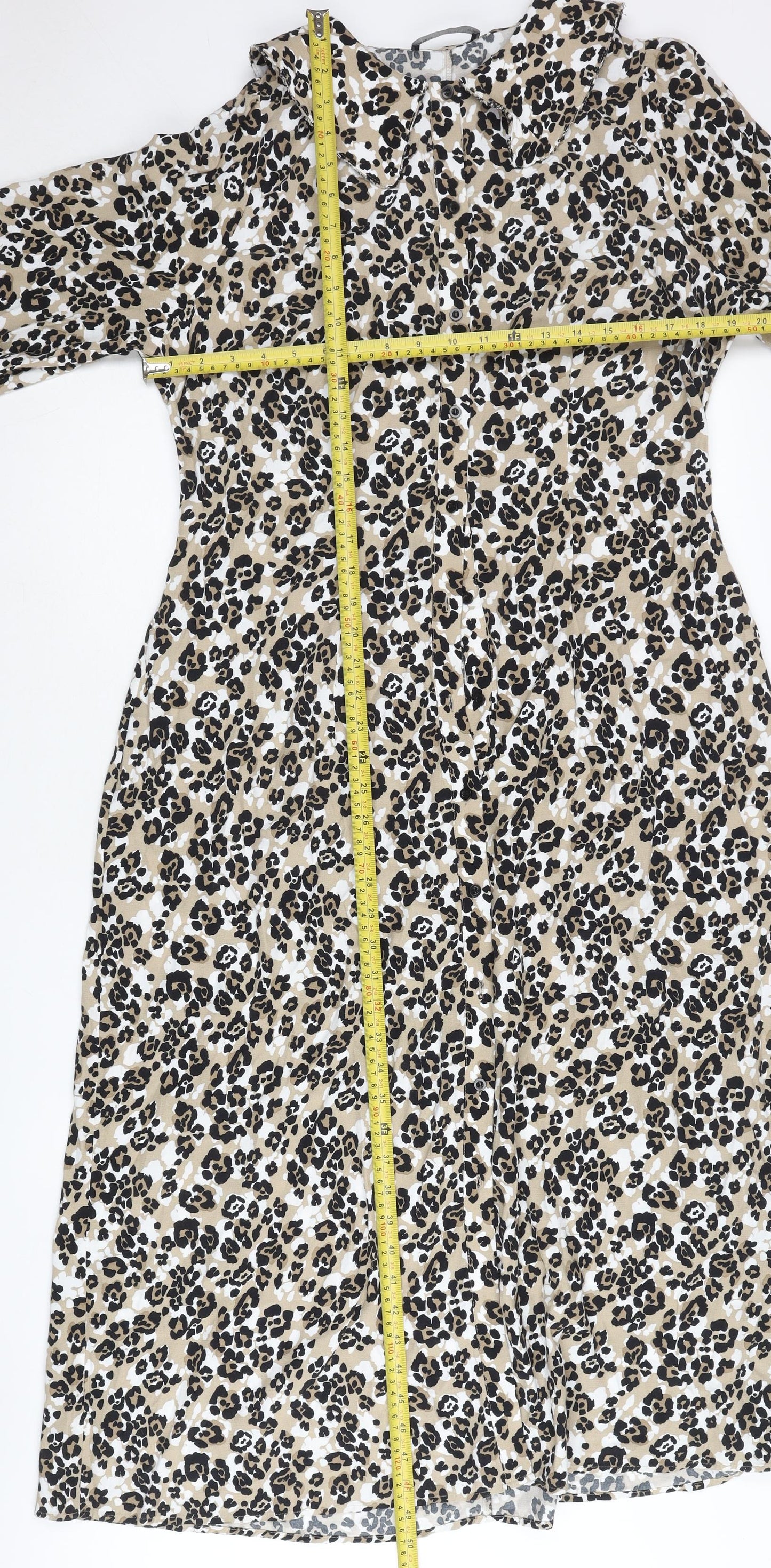 Marks and Spencer Women’s Beige Leopard Print Shift Dress Size 14